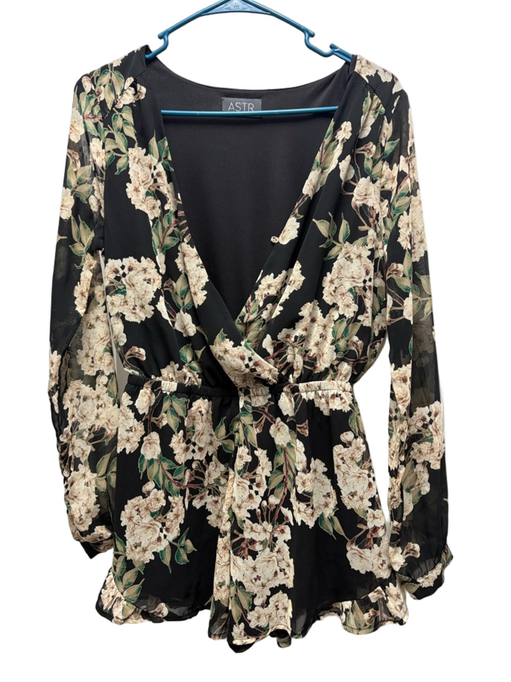 Astr Floral Surplice Romper Size Small Revolve